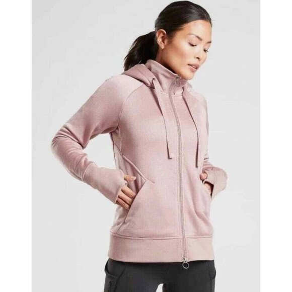 Athleta Triumph Rose Pink Luxe Shine Women Sherpa Lined Hoodie Jacket, Medium - Picture 1 of 16